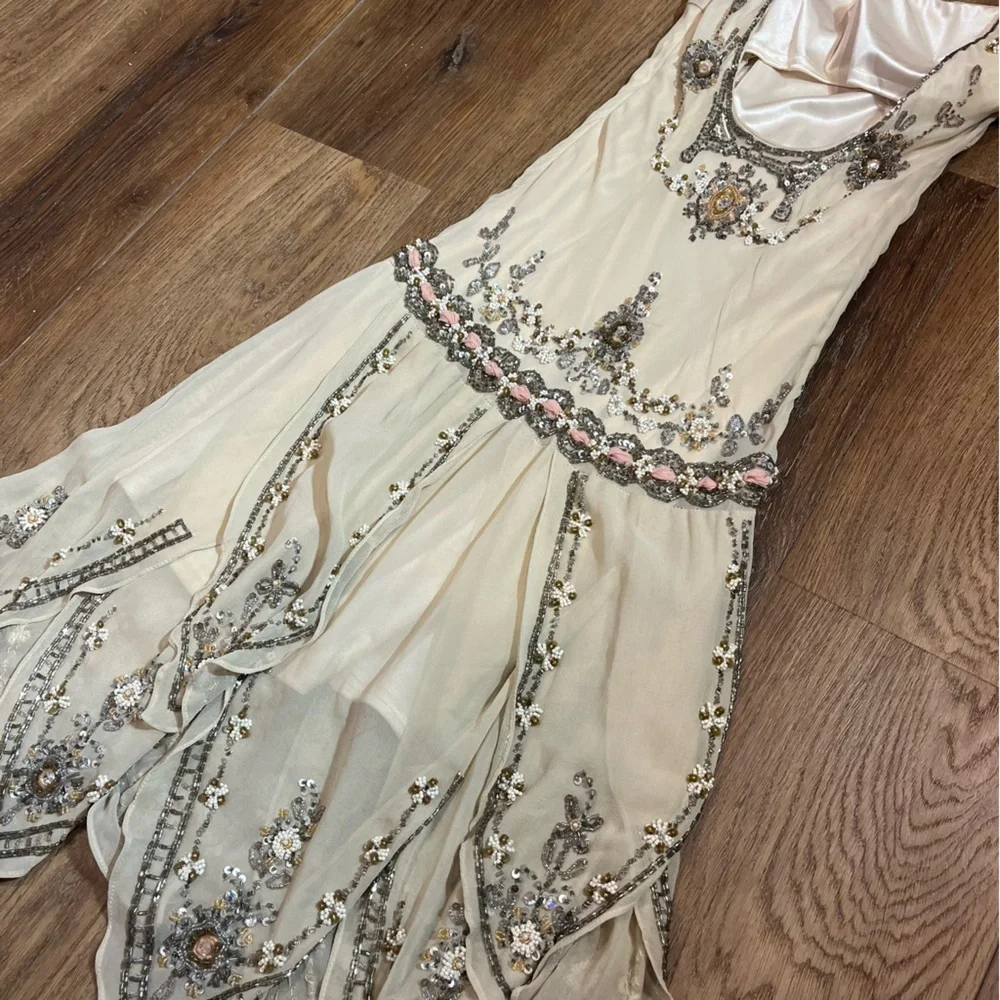 Vintage Y2K 100% Silk Beaded Dress Flapper Dress Vintage Silk Dress Fairy - Picture 9 of 9